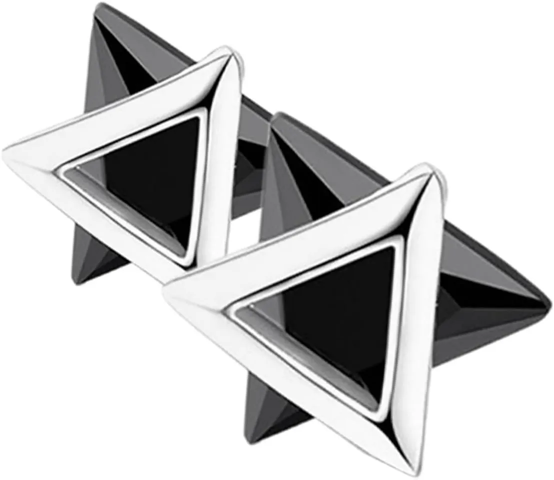 Elegant Silver Triangle Earrings Geometric Statement for Women Pair of Minimalist Studs