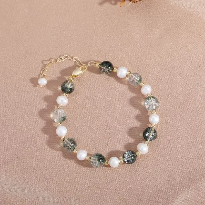 Elegant Sterling Silver Crystal and Freshwater Pearl Bracelet