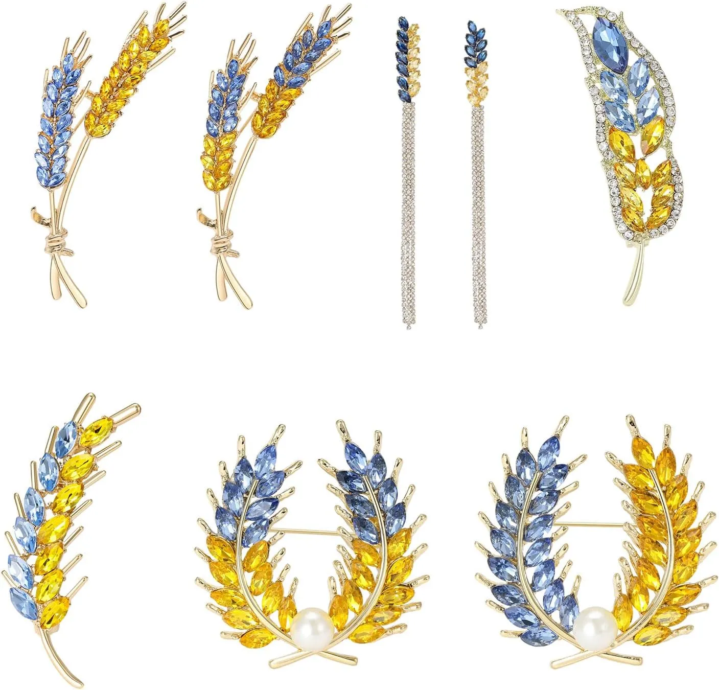 Elegant Wheat Sheaf Brooch Pin Exquisite Wheat Ear Lapel Pin Embellished with Sparkling Stones for Women Girls