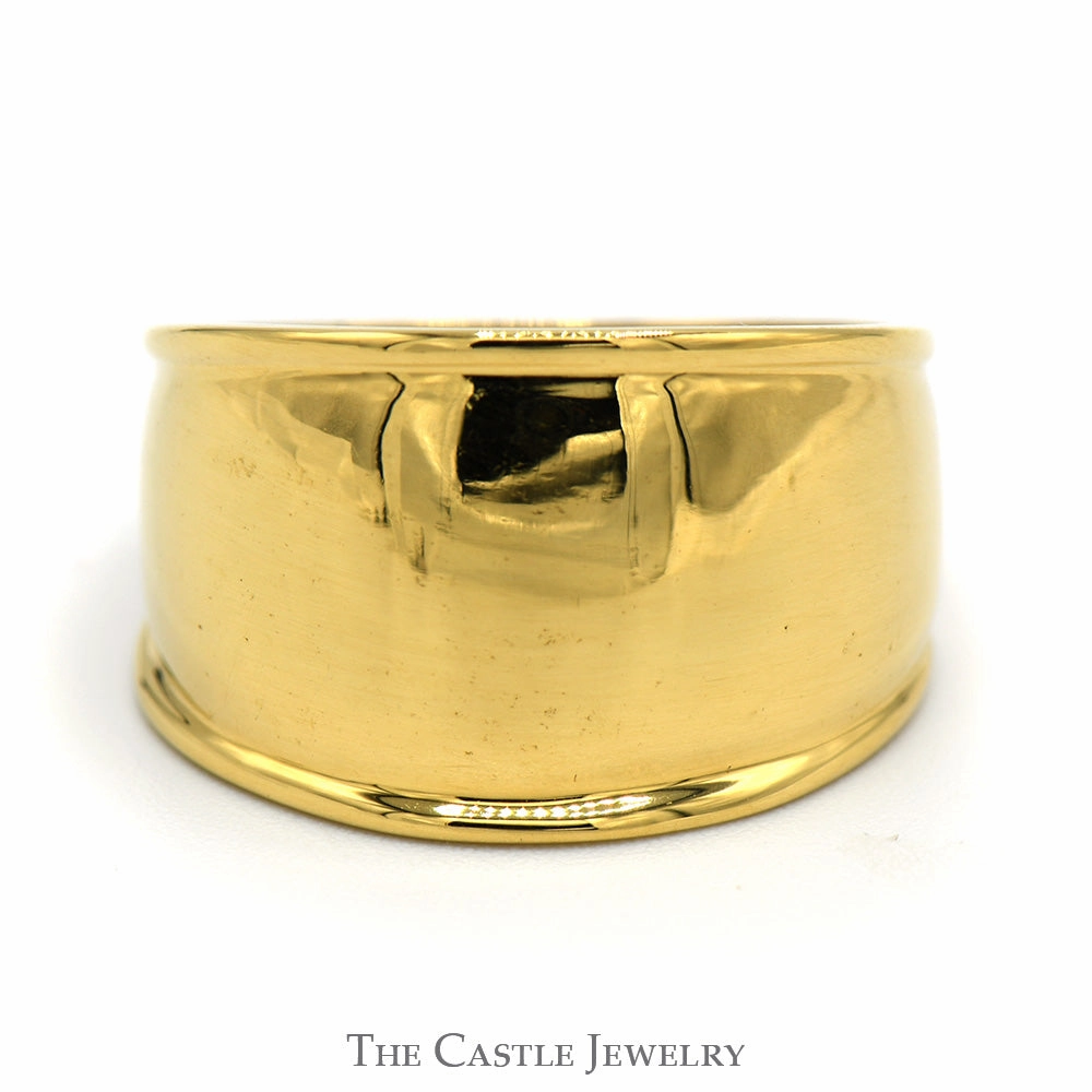 Refined Edge Men's 18k Yellow Gold Tapered Wide Cigar Band Ring