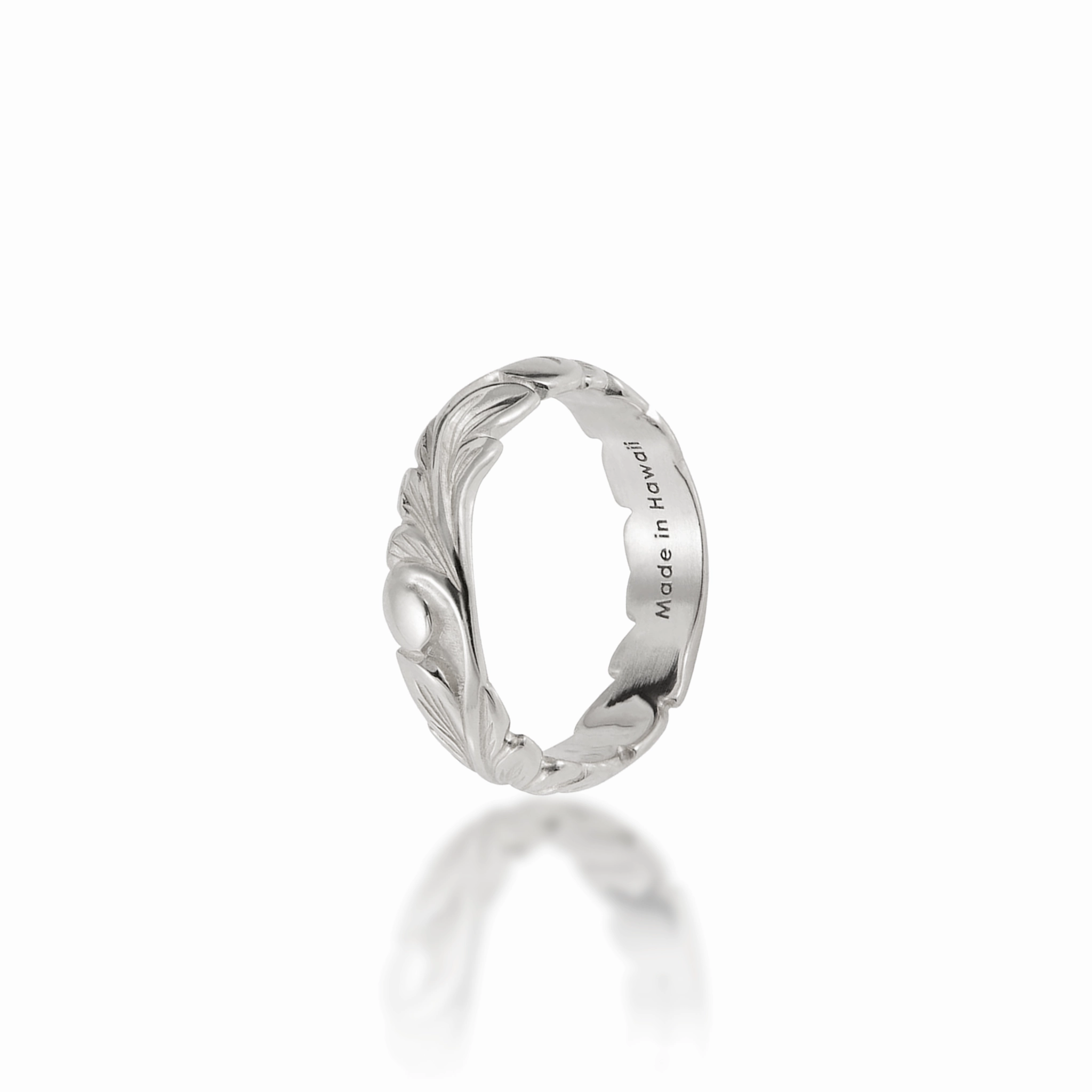 Dainty Form Trendy Appeal Hawaiian Heirloom Old English Scroll Ring in White Gold - 4.5mm