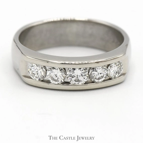 Men's Channel Set 5 Diamond Band in 14k White Gold Quality Accessory