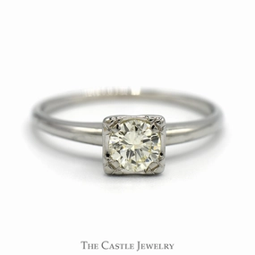 investment piece Simple Look .60ct Round Brilliant Cut Diamond Solitaire Engagement Ring in 18k White Gold
