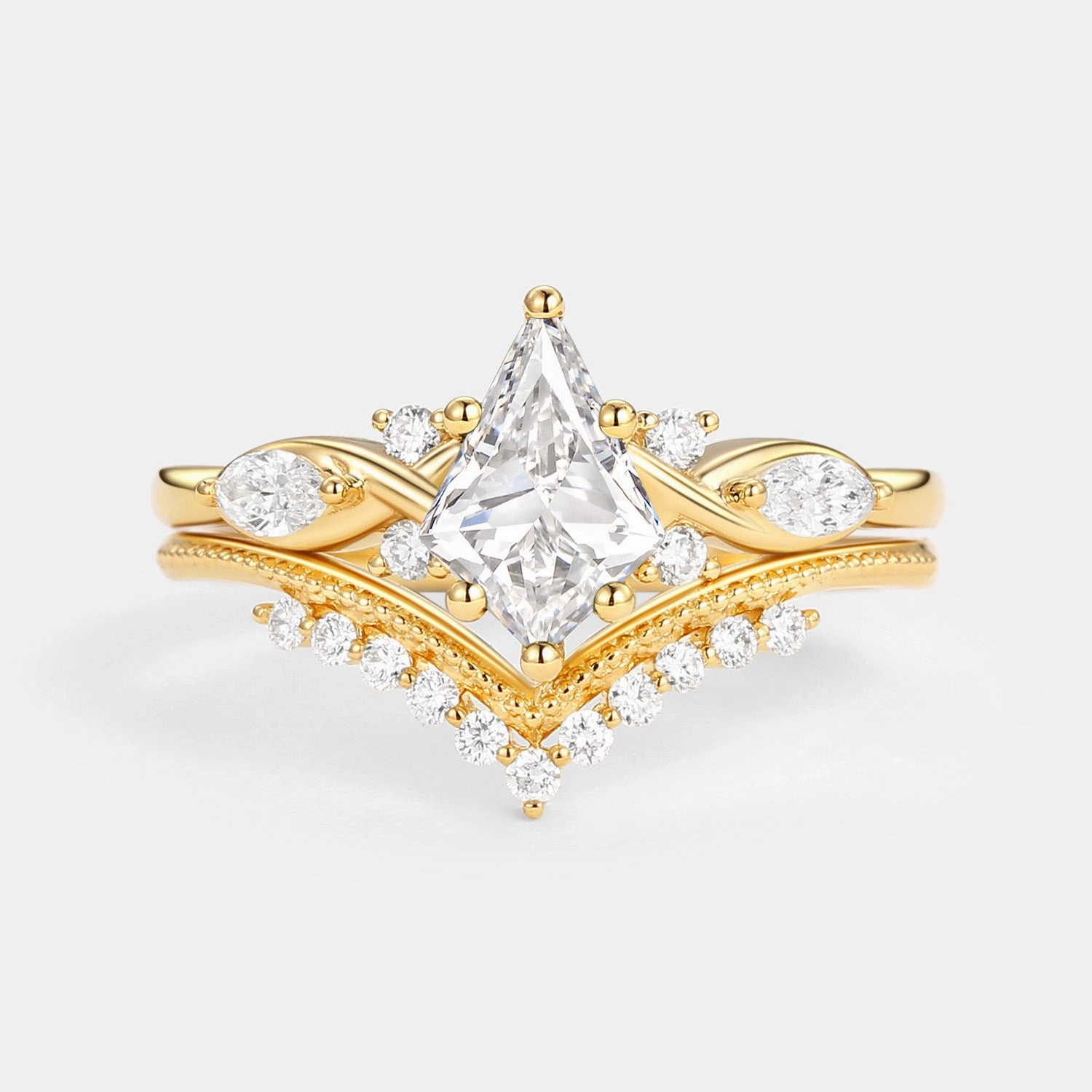 Unique Kite Lab Grown Diamond Infinity Engagement Ring Set 2pcs Classic Glimmer