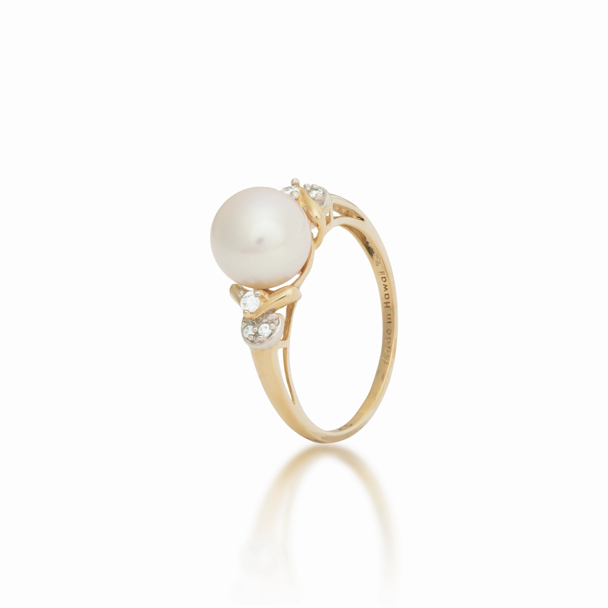 Night Ready Statement Fit Freshwater White Pearl Ring in Gold with Diamonds - 8-9mm