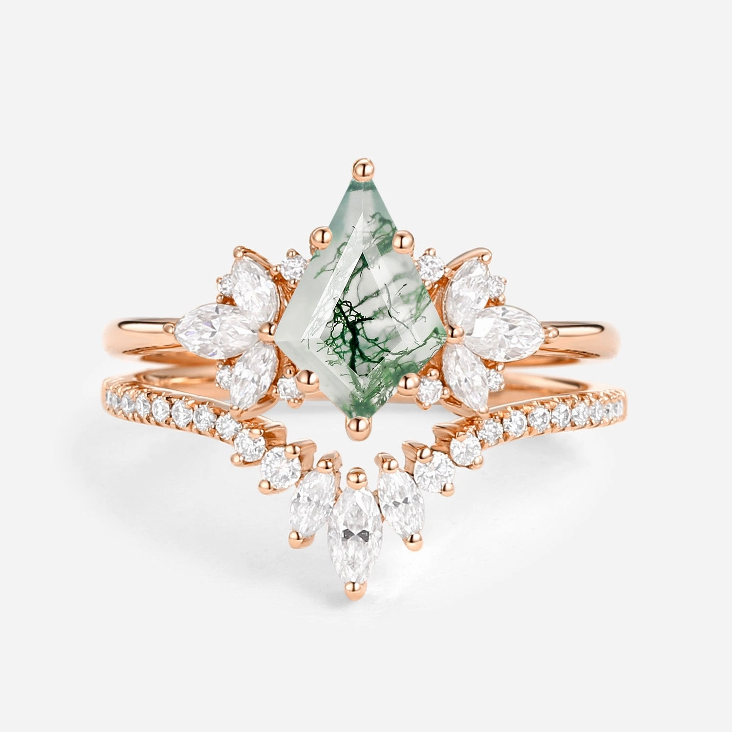 Luxury Detail Fairy Ring - Kite Cut Amethyst Butterfly Cluster Ring Set 2pcs