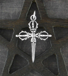 Cross-Shaped Dagger With Crowns Pendant Versatile Accent