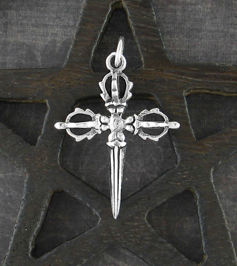 Cross-Shaped Dagger With Crowns Pendant Versatile Accent