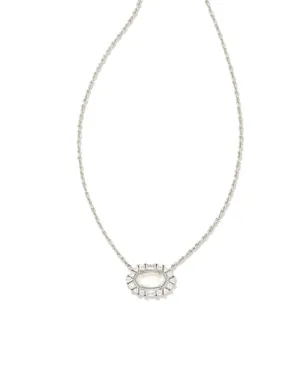 Elisa Crystal Frame Short Pendant Necklace in Ivory Mother Of Pearl | Ivory Mother Of Pearl