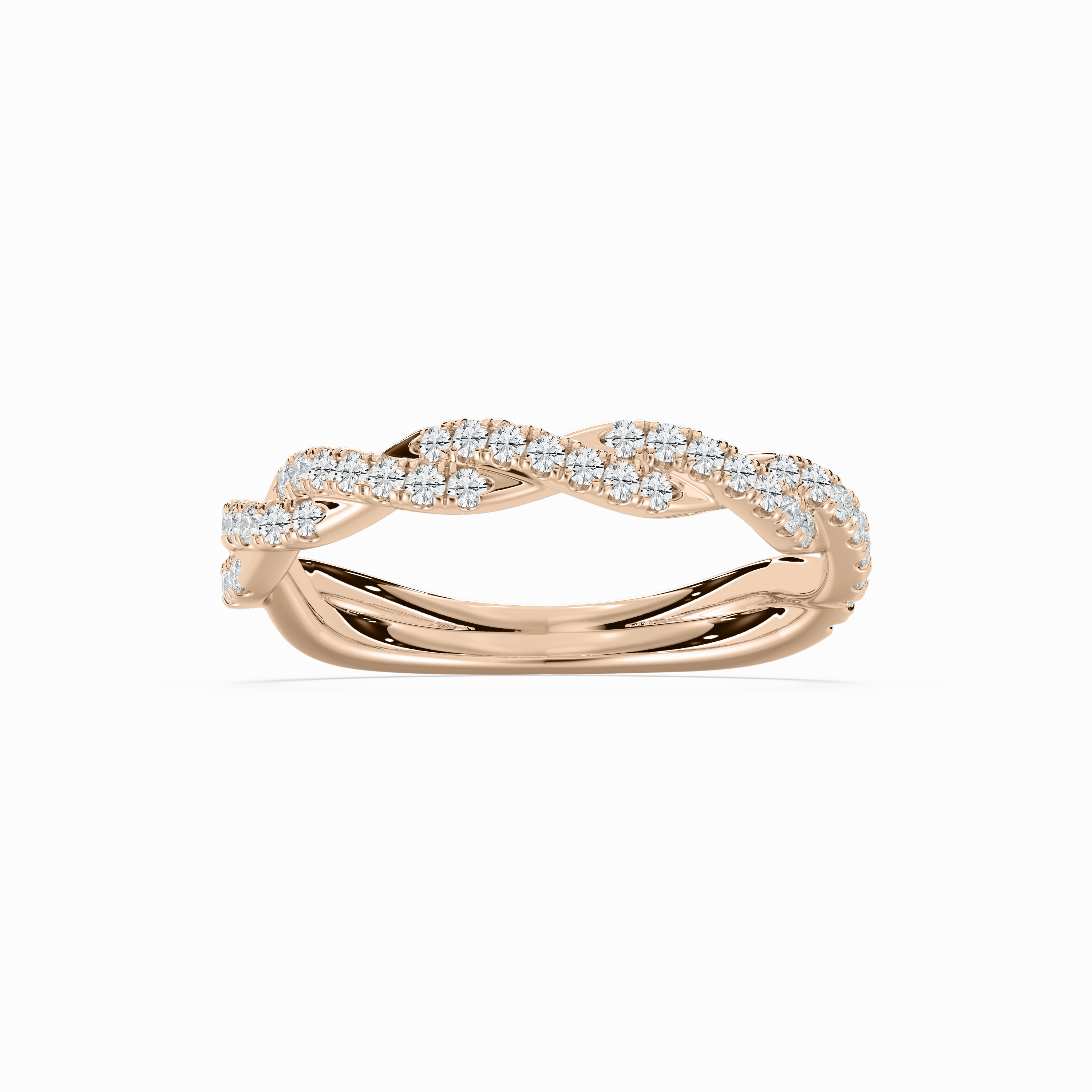 Elise 1/3 ctw Round Lab Grown Diamond Pave Twist Wedding Band Lightweight Look Classic Sparkle