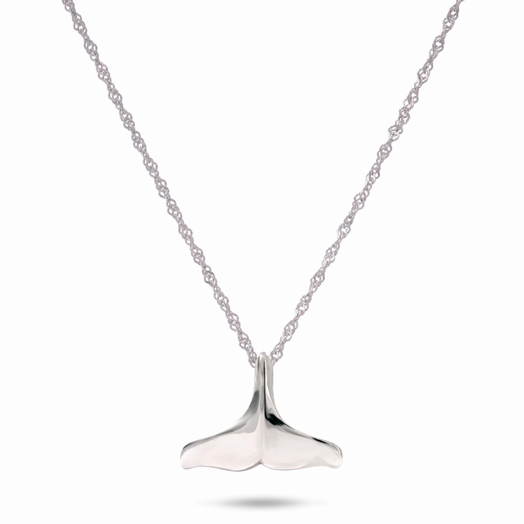 Bold Designs 18" Whale Tail Pendant Necklace in Sterling Silver - 13mm