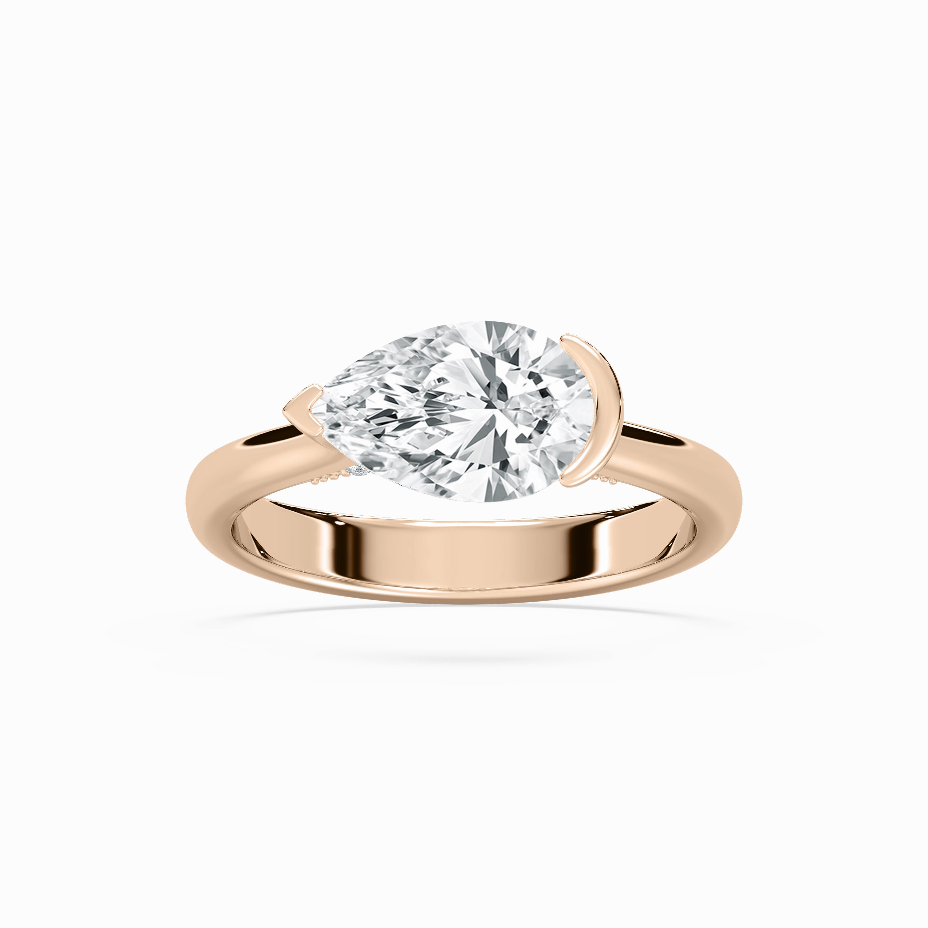 Ellie 2 1?? ctw Pear Lab Grown Diamond East West Side Stone Engagement Ring Glamorous Adornment