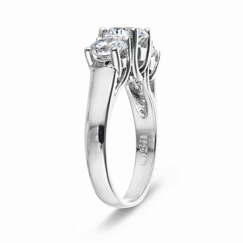 Ellise Round Lab Grown Diamond Trellis Three Stone Engagement Ring Father??s Day