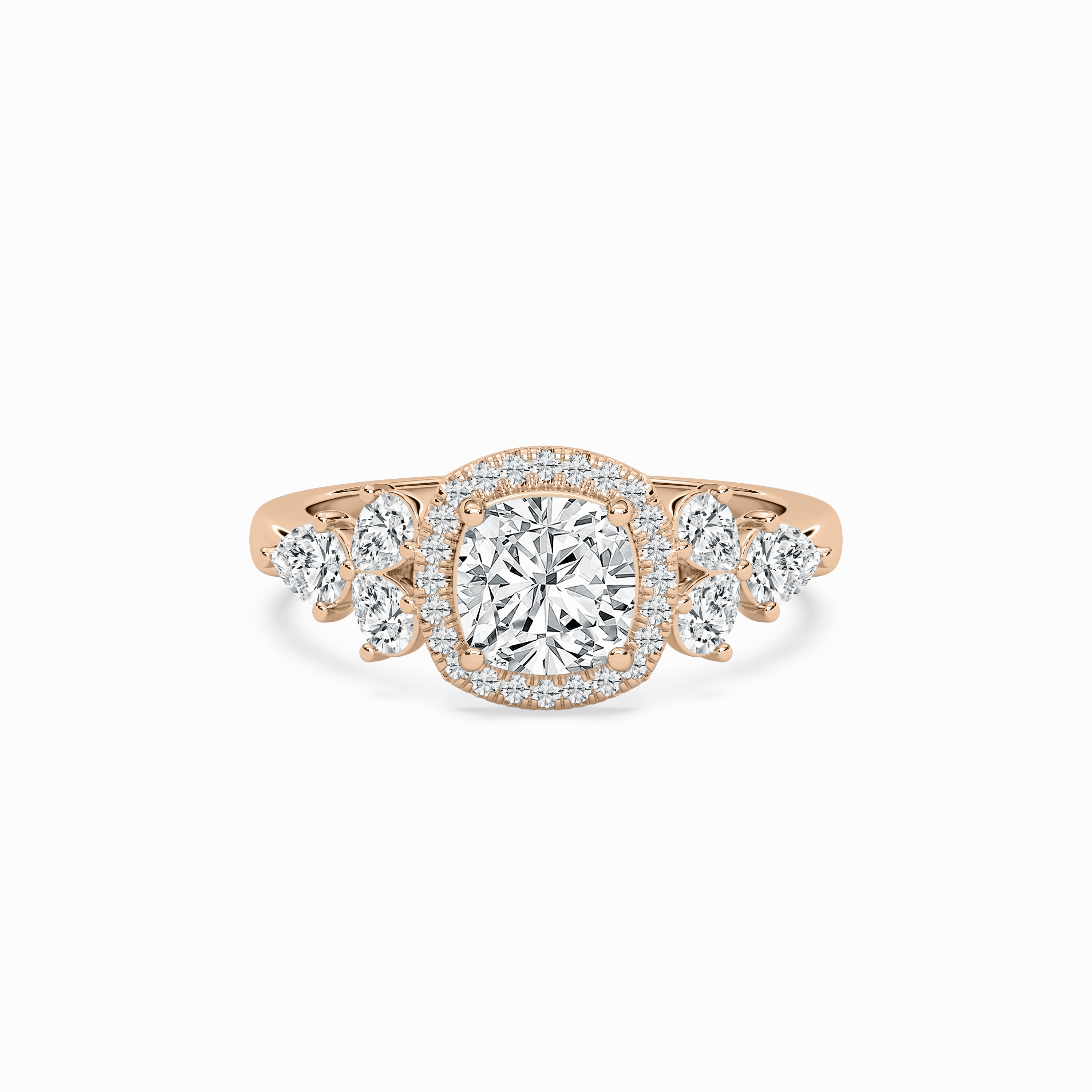 Elegant Token Simple Look Ember 3 2?? ctw Cushion Lab Grown Diamond Pear Sides Halo Engagement Ring