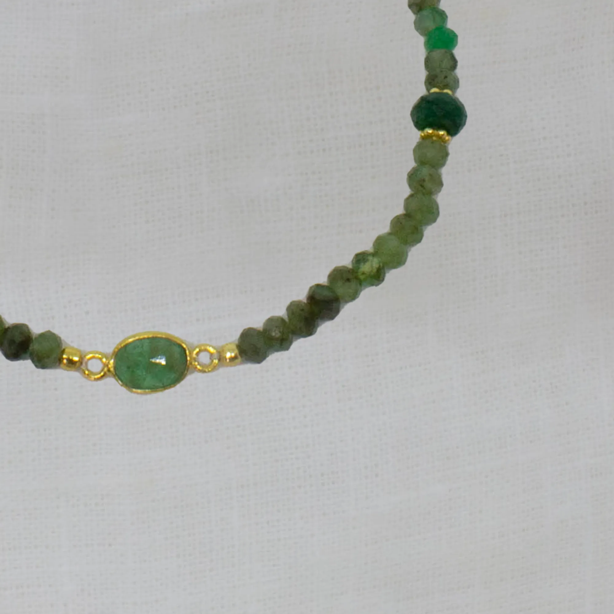 Emerald and Gold Beaded Bracelet