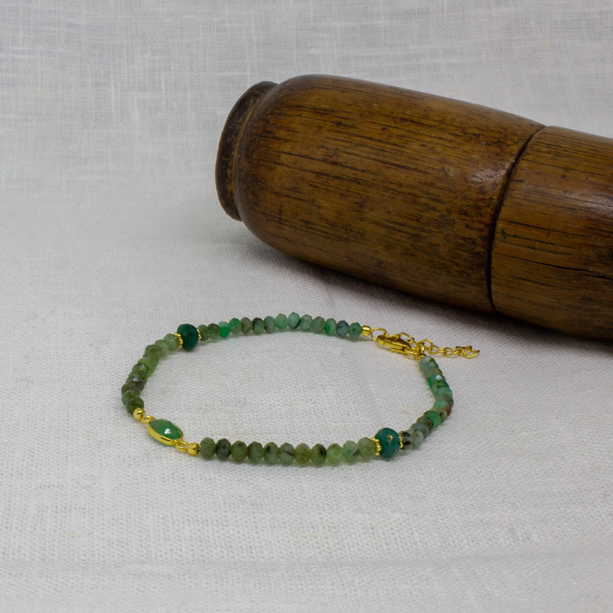 Emerald and Gold Beaded Bracelet