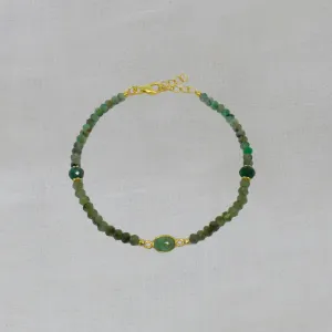 Emerald and Gold Beaded Bracelet
