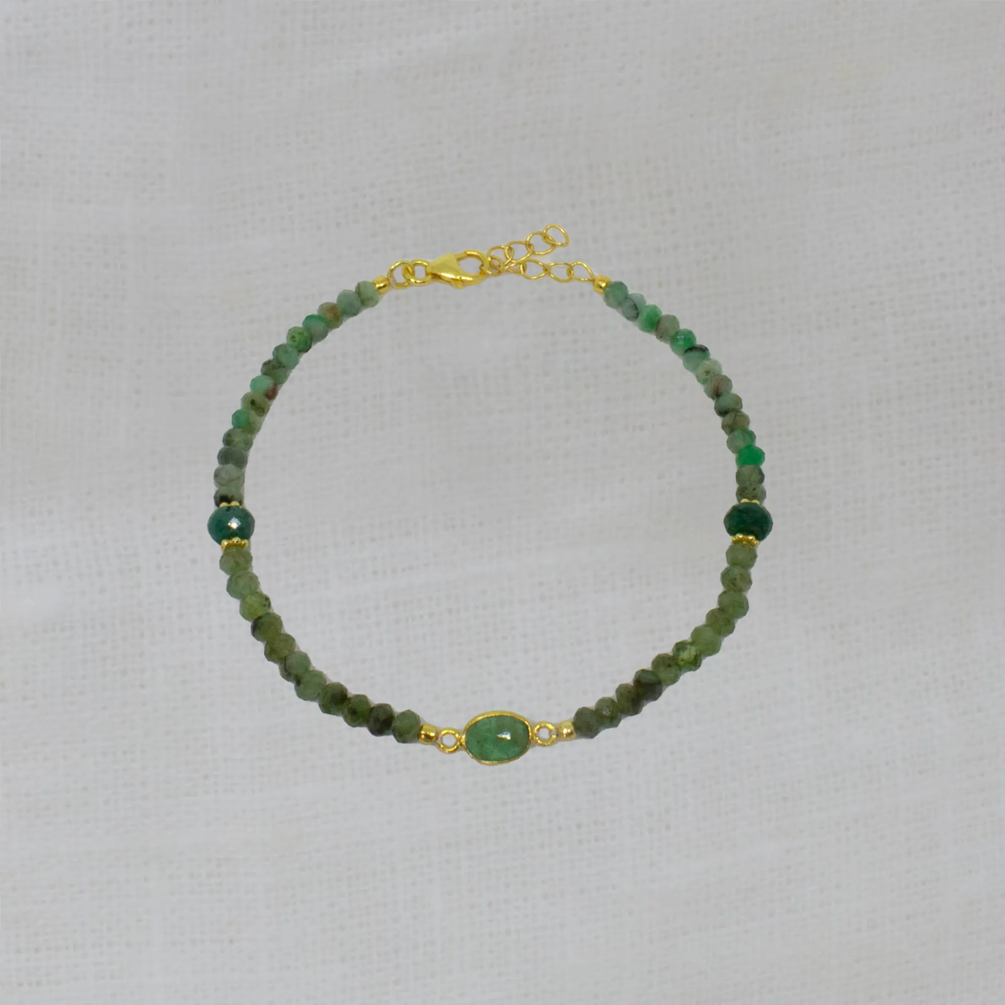 Emerald and Gold Beaded Bracelet
