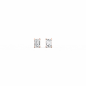 Emerald Lab Grown Diamond Classic Four Prong Stud Earrings Miniature Embellishment