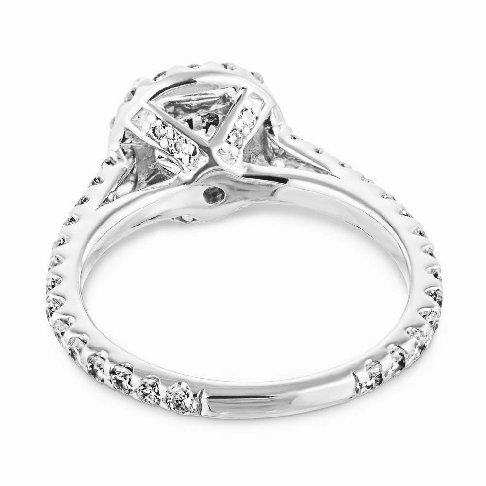 Emilia Round Lab Grown Diamond Pave Cathedral Halo Engagement Ring Romantic Mood