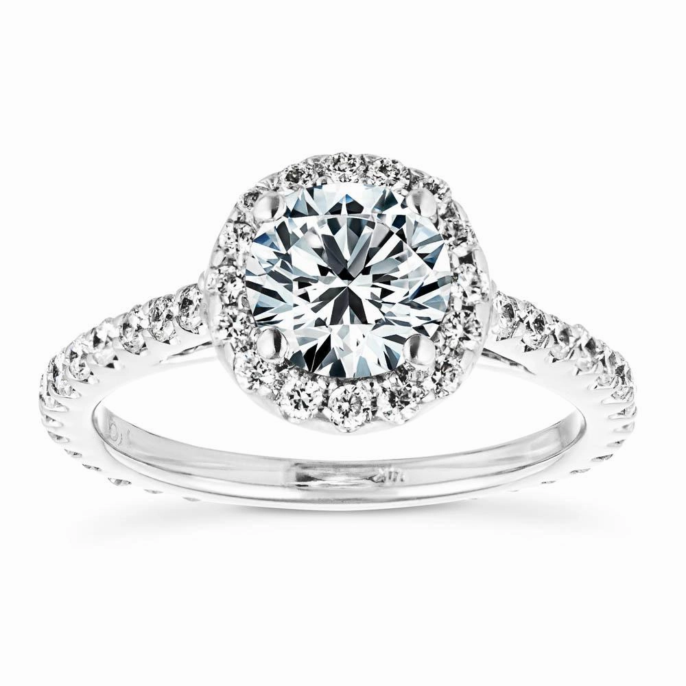 Unique Craft Emilia Round Lab Grown Diamond Pave Cathedral Halo Engagement Ring
