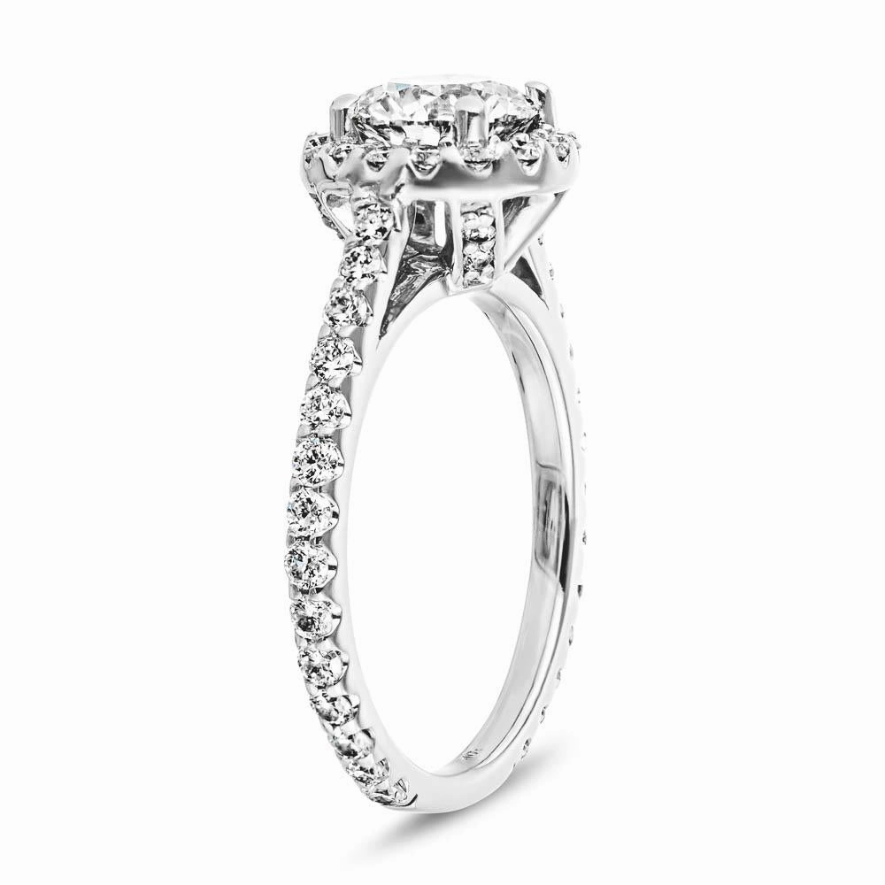 Emilia Round Lab Grown Diamond Pave Cathedral Halo Engagement Ring Chic Choice