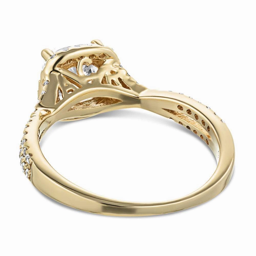 Personal Look Emily Cushion Lab Grown Diamond Twisted Split Shank Halo Engagement Ring