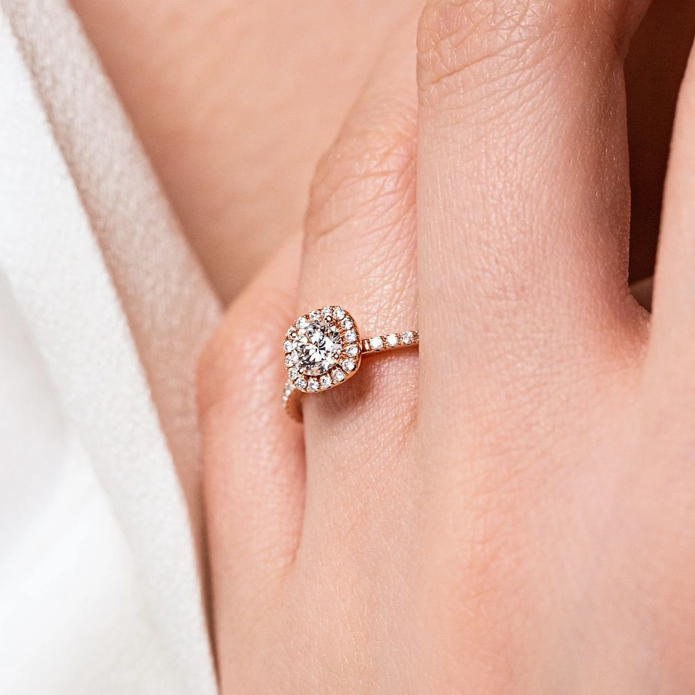 Luxury Bauble High-End Jewelry Emma Lab Grown Diamond Venetian Pave Halo Engagement Ring