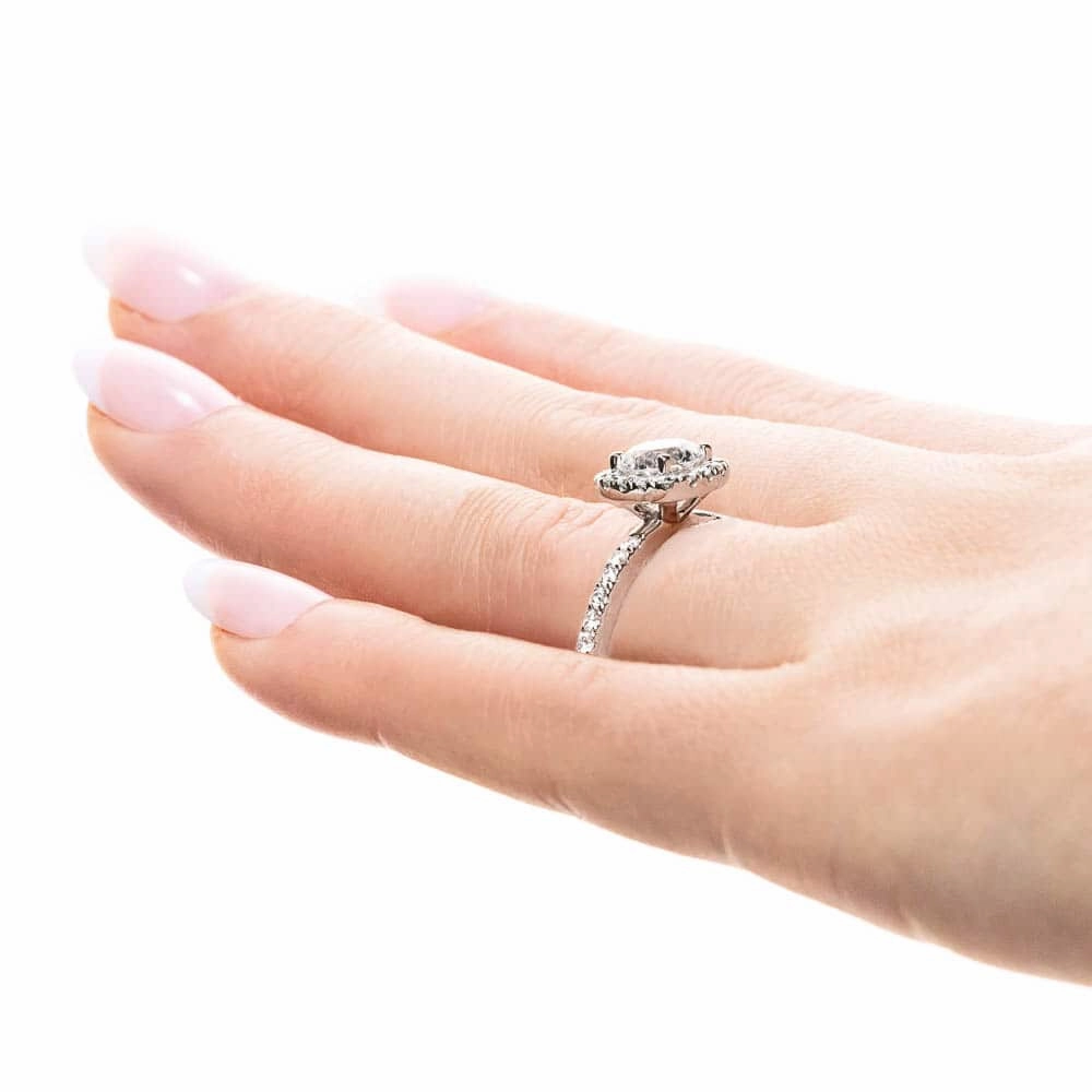 Emma Lab Grown Diamond Venetian Pave Halo Engagement Ring Unisex Design Vintage Keepsake