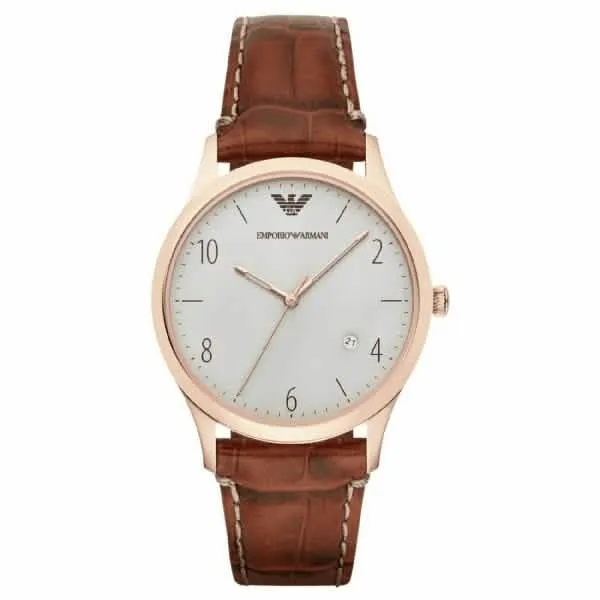 Emporio Armani AR1866 Men's Elegant Quartz Watch with Luxurious Leather Band
