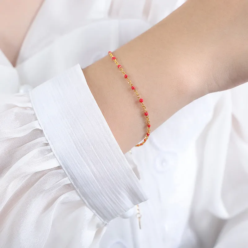 Enamel Boho Drop Bead Titanium Necklace for Women