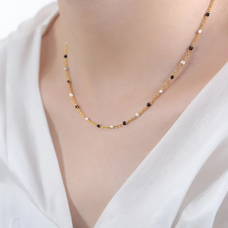 Enamel Boho Drop Bead Titanium Necklace for Women