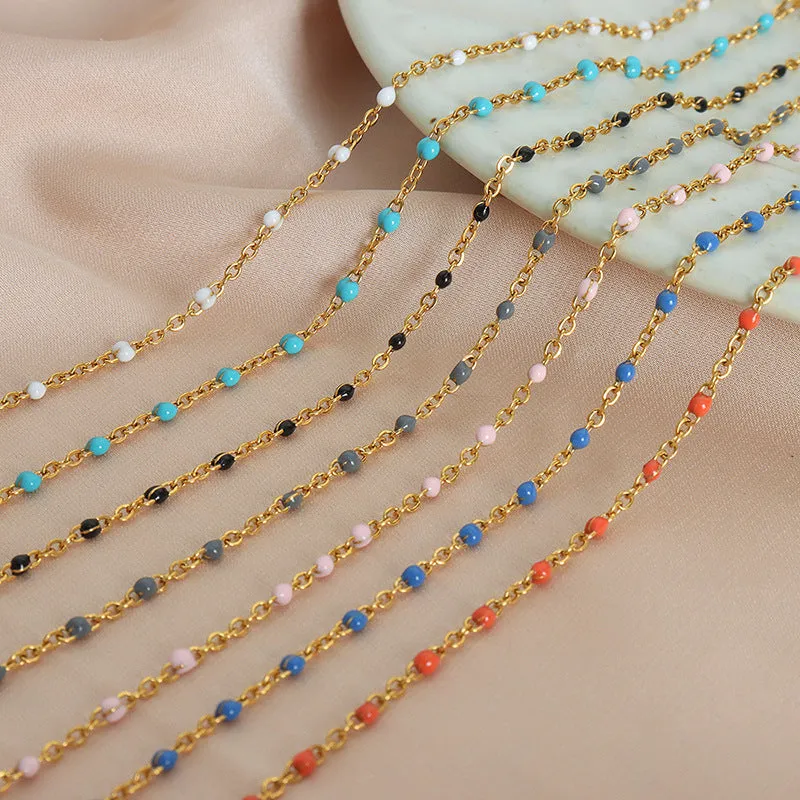 Enamel Boho Drop Bead Titanium Necklace for Women