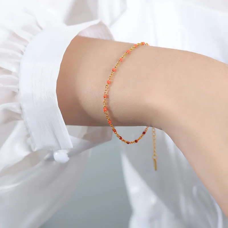 Enamel Boho Drop Bead Titanium Necklace for Women