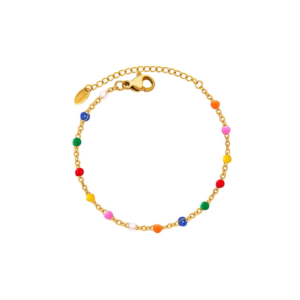 Enamel Boho Drop Bead Titanium Necklace for Women