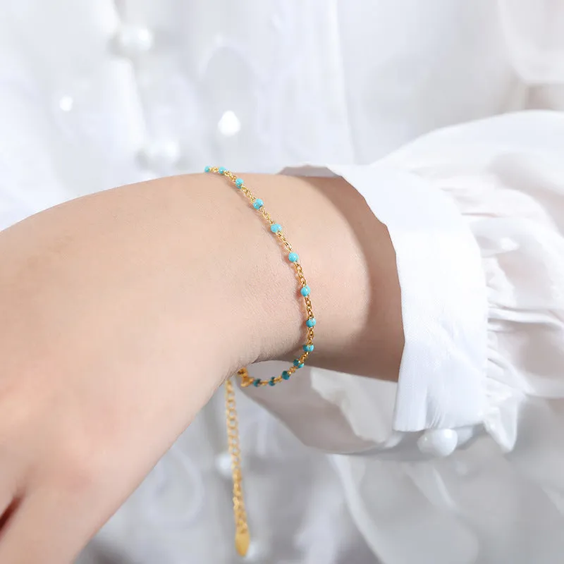 Enamel Boho Drop Bead Titanium Necklace for Women