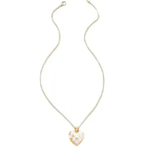 Enamel Oil Drop Heart Pendant Necklace - Wholesale Love Collarbone Chain