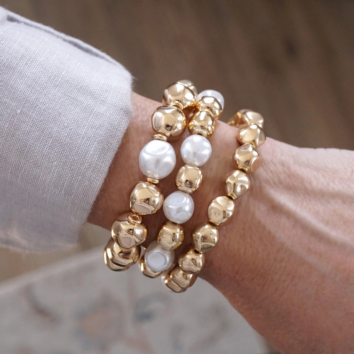 Uplifting Fusions Change Maker Golden Essence ?C Organic Beaded Bracelet Set