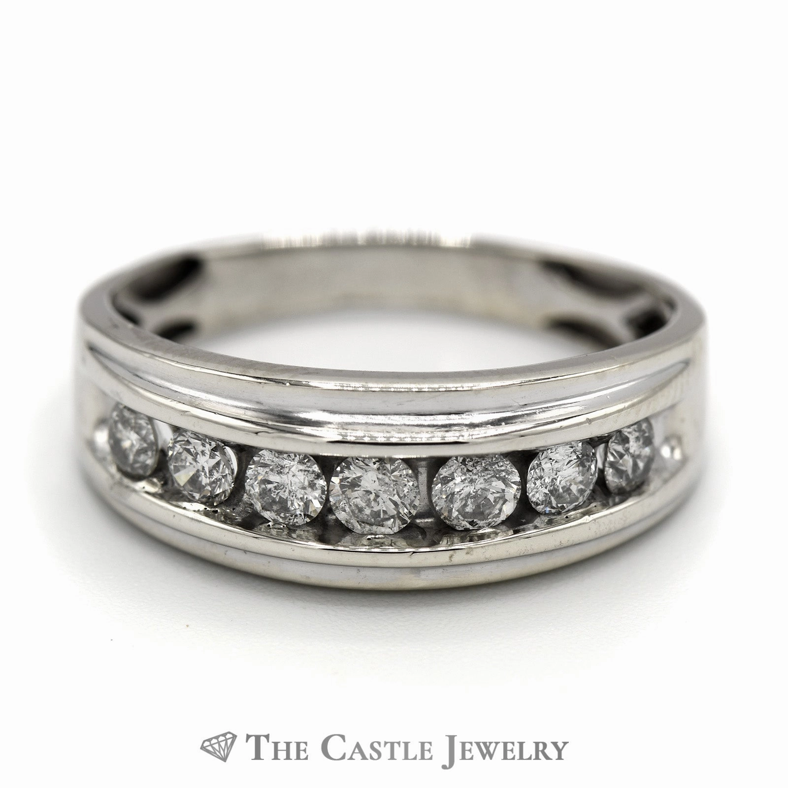 Men's Nick Set 7 Round Diamond Band in 10k White Gold Neutral Mood Comfortable Product