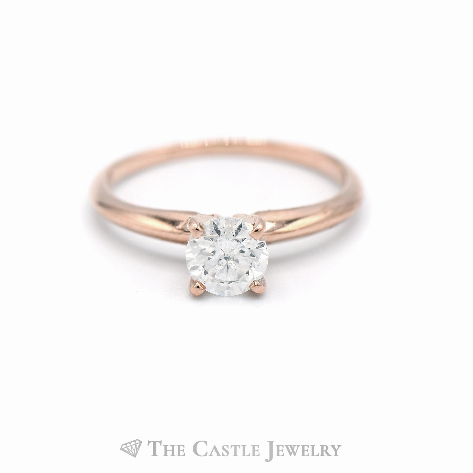 1/2ct Round Brilliant Cut Diamond Solitaire Engagement Ring in 14k Rose Gold Strong Statement