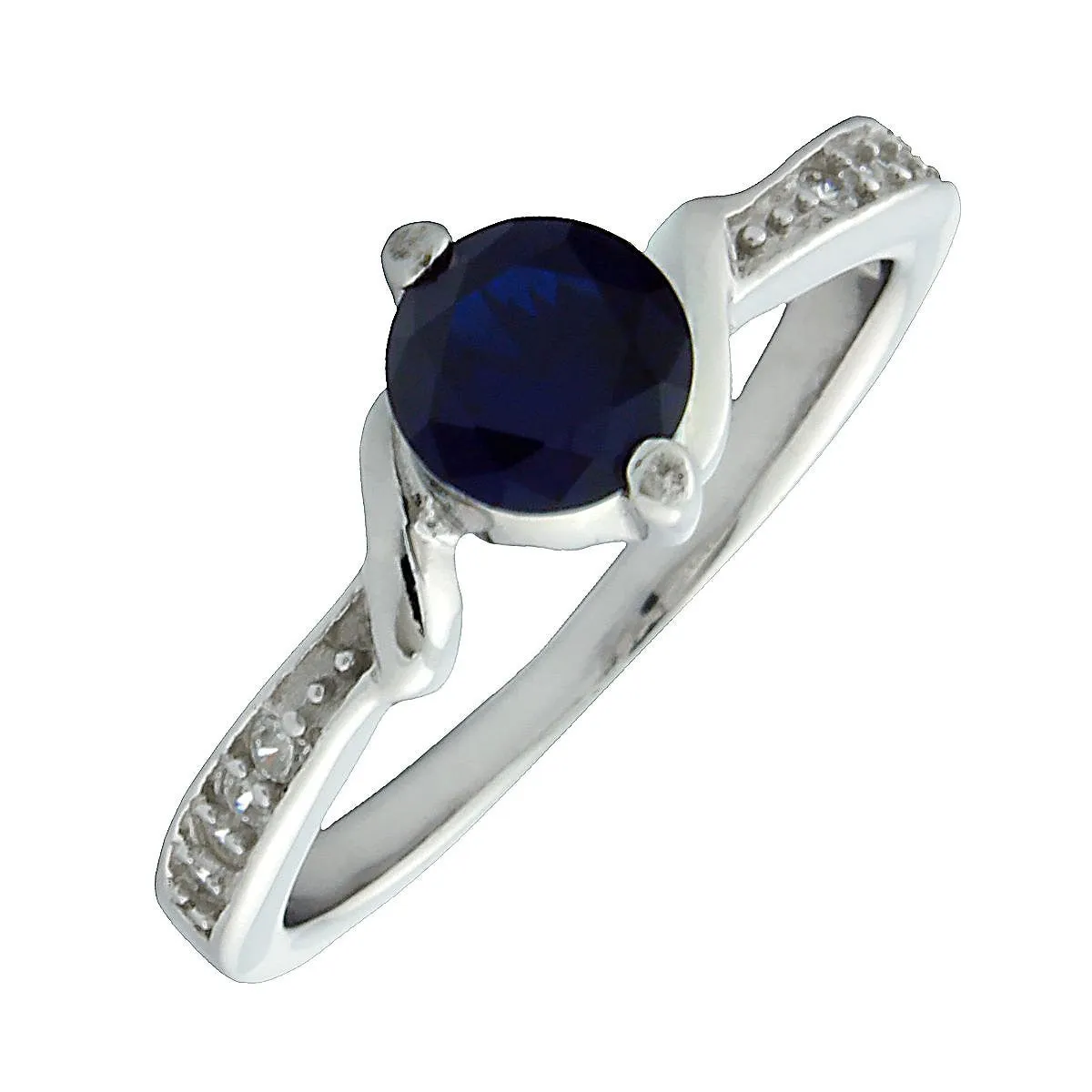 Entwined Love: Created Sapphire and CZ Promise Friendship Band Ring