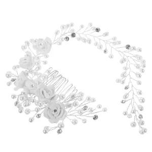 ERINGOGO Wedding Hair Accessories for Brides Sparkling Rhinestones Pearl Flower Headband Bridal Decorations Hair Clip