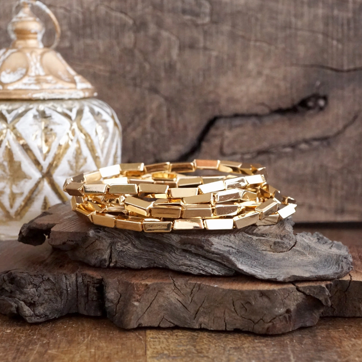 Light Gleam ?C Set of 5 Reflective Block Bead Bracelets Personal Touch Participatory Art