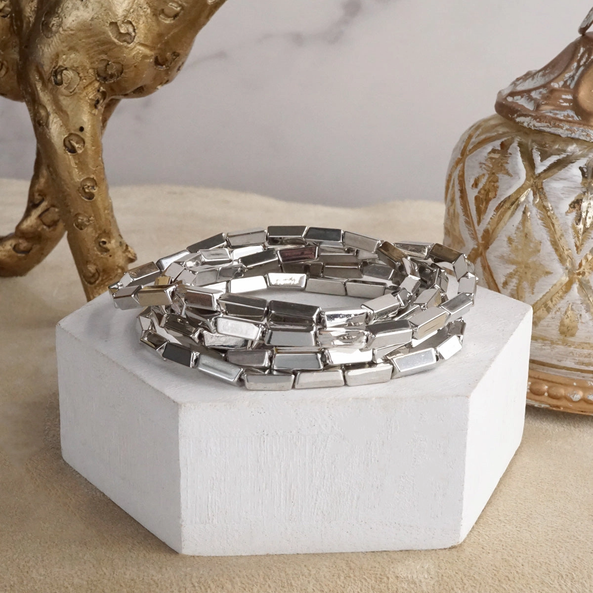 Light Gleam ?C Set of 5 Reflective Block Bead Bracelets Easy Purchase