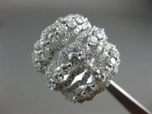 ESTATE EXTRA LARGE 3.75CT DIAMOND 18KT WHITE GOLD MULTI ROW ETOILE COCKTAIL RING