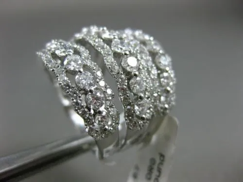 ESTATE EXTRA LARGE 3.75CT DIAMOND 18KT WHITE GOLD MULTI ROW ETOILE COCKTAIL RING