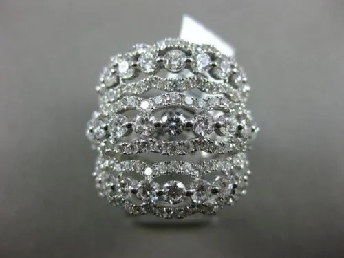 ESTATE EXTRA LARGE 3.75CT DIAMOND 18KT WHITE GOLD MULTI ROW ETOILE COCKTAIL RING