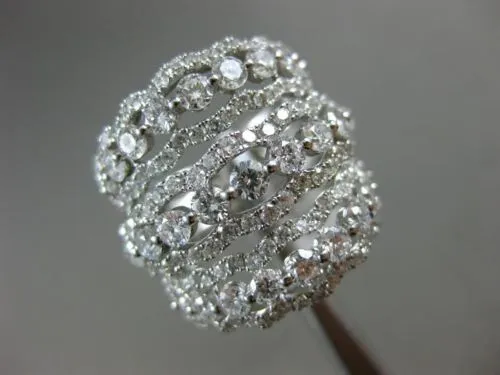 ESTATE EXTRA LARGE 3.75CT DIAMOND 18KT WHITE GOLD MULTI ROW ETOILE COCKTAIL RING