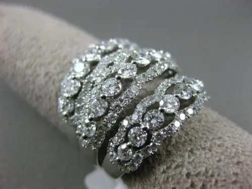 ESTATE EXTRA LARGE 3.75CT DIAMOND 18KT WHITE GOLD MULTI ROW ETOILE COCKTAIL RING