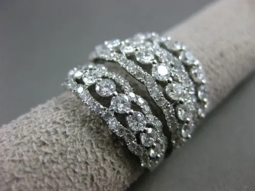 ESTATE EXTRA LARGE 3.75CT DIAMOND 18KT WHITE GOLD MULTI ROW ETOILE COCKTAIL RING